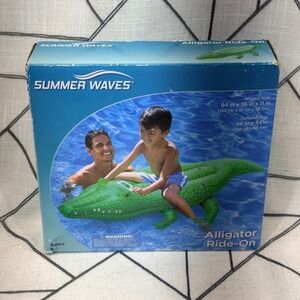 Summer Waves Alligator Ride-On Pool Float 64in‎ Green Inflatable Water Toy 11935
